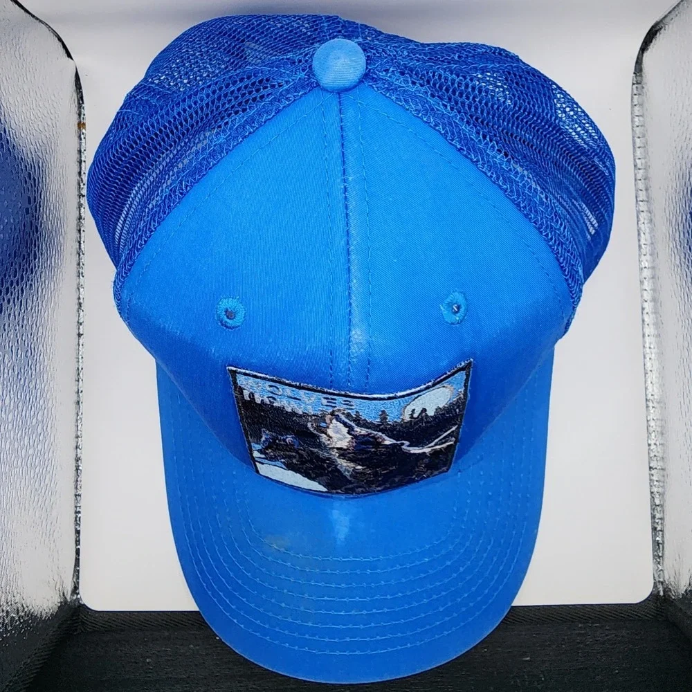 E-Flag Original‎ Wolves Howl Blue Trucker Hat Mesh Snapback CP3081 Mens Cap